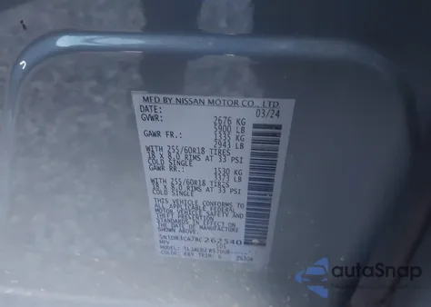 2024 Nissan Pathfinder Sl Fwd from USA, damaged, VIN 5N1DR3CA7RC262540